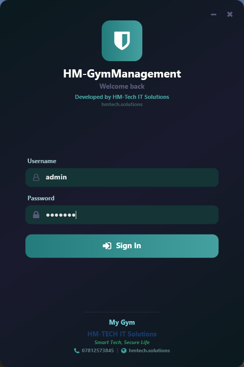Login screen